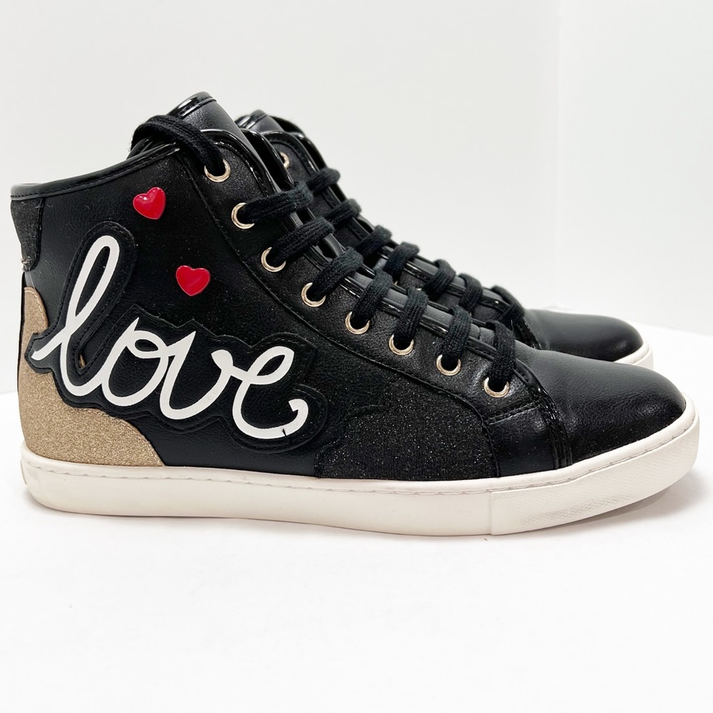 ALDO "Real Love" Black and Gold High-Top Sneakers Size 8.5 Valentine's Day ❤️
